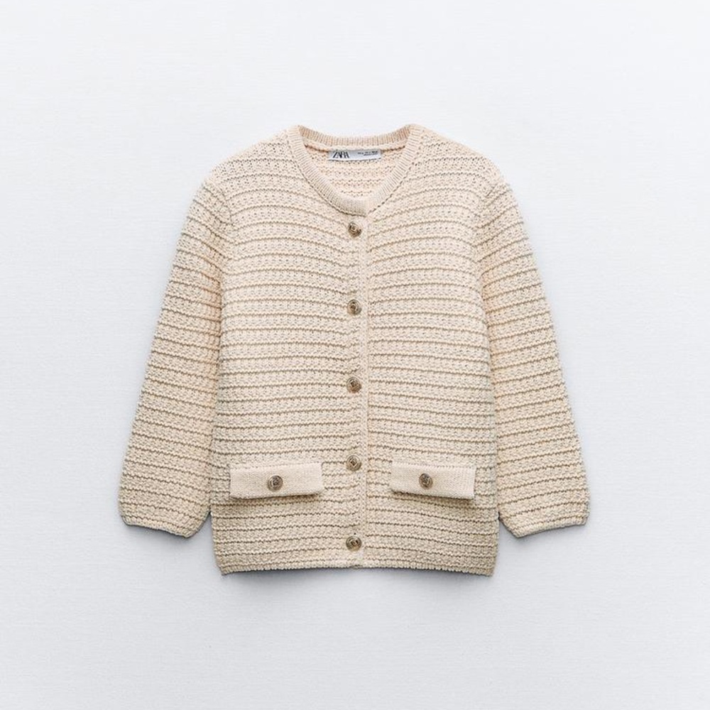 Zara Cream Ecru Textured Knit Cardigan - Picture 10 of 10
